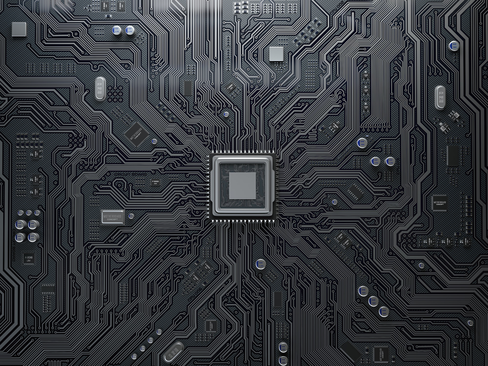 CPU chip on circuit board.